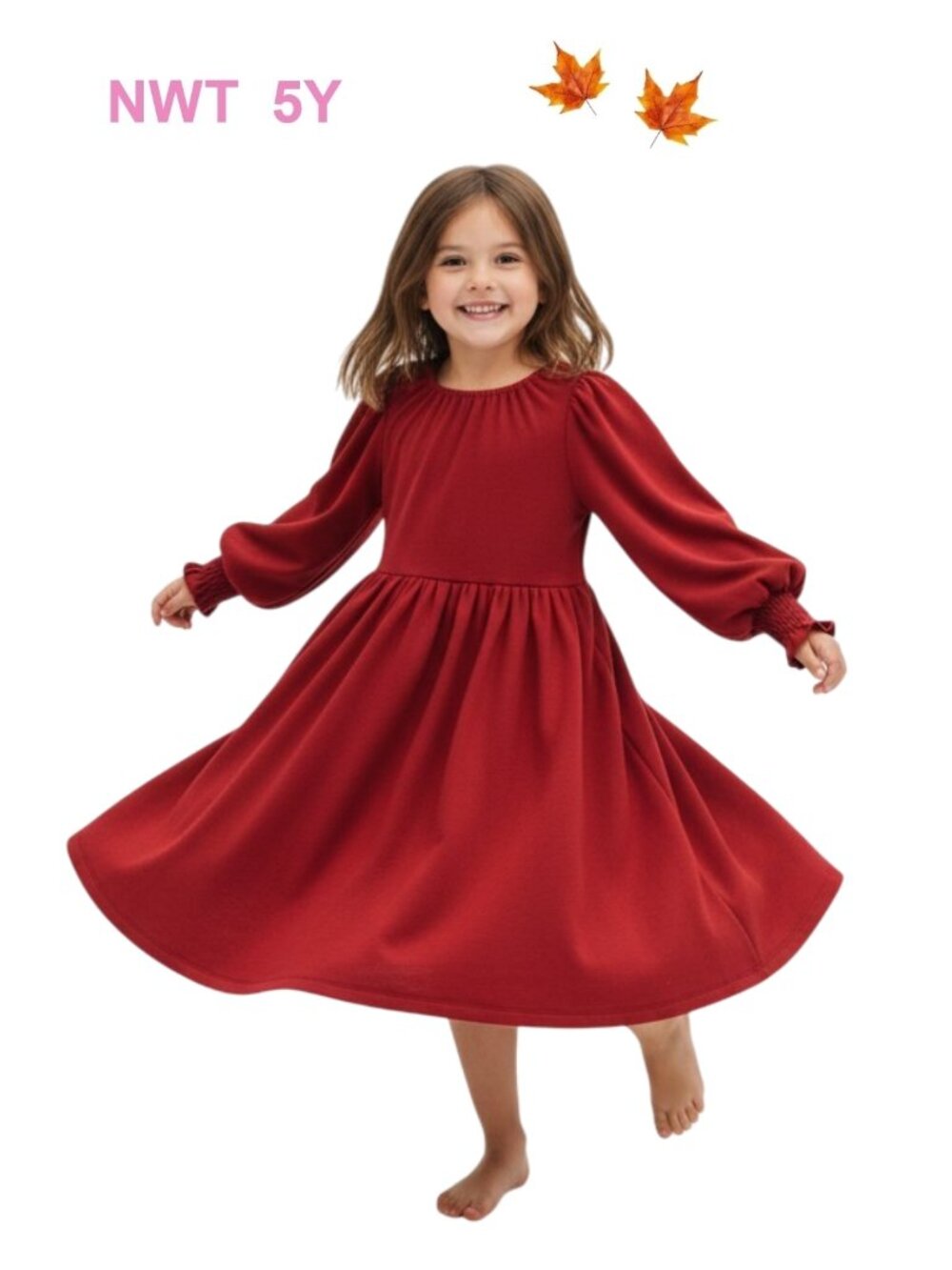 Vignette Red Jersey Dress Super Soft Cotton Holiday Party Dress  - size 5Y